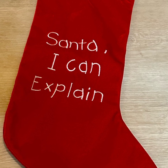“Santa, I Can Explain” Christmas Stocking - Red/White, 17” Fun Holiday Decor - Picture 13 of 16